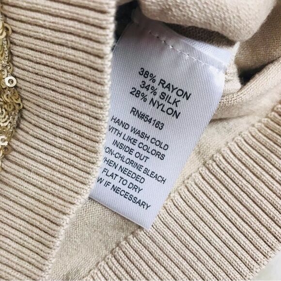 CALVIN KLEIN Gold Sequin Tank Top Sleeveless Blouse Silk Blend Metallic‎ Small - Picture 7 of 9